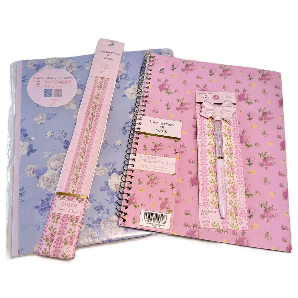 NWT 5 Pc Set/ LoveShackFancy x Yoobi Pink Floral School Set